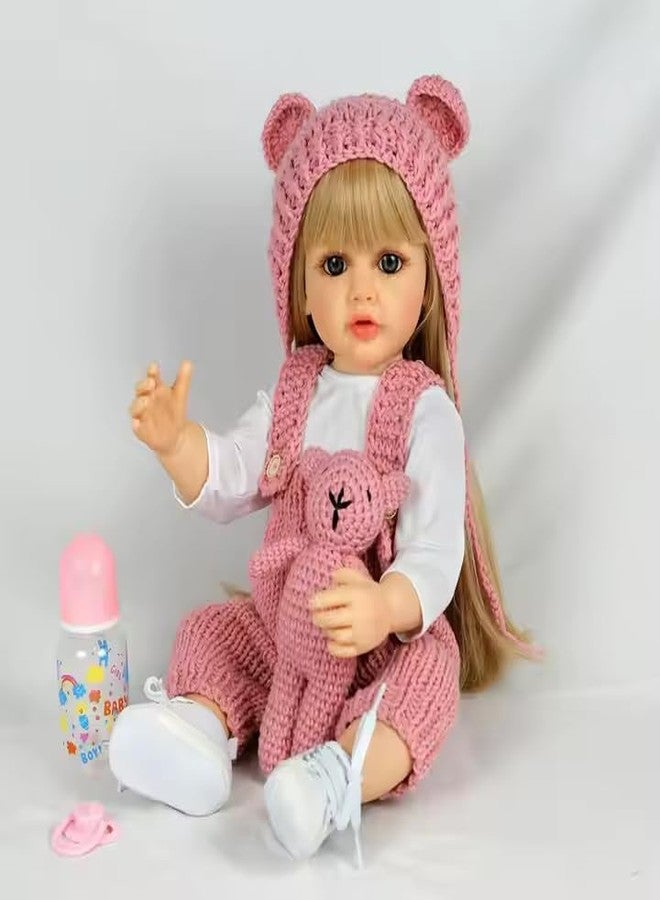 JOYJAY Silicone Body Reborn Fashion Baby Doll Girl, Big Size Realistic Newborn Baby Doll with Cloth, Feeding Toy for Birthday Christmas,Reborn Baby Dolls Girl, 22"(Multicolor) - Image 3